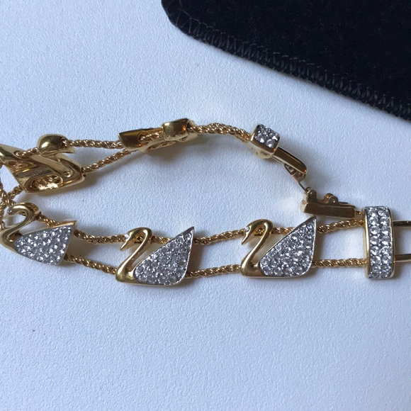 Swarovski Swan Double Chain Bracelet - Picture 6 of 9